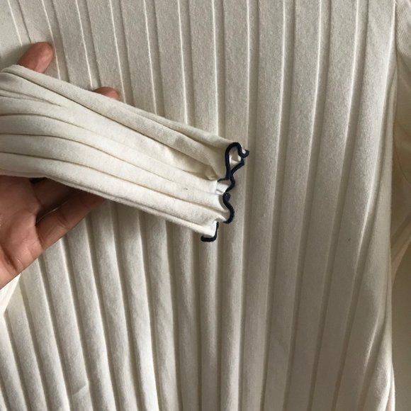 Madewell Ivory Ribbed Lettuce Neck Long Sleeve Top - Picture 5 of 8